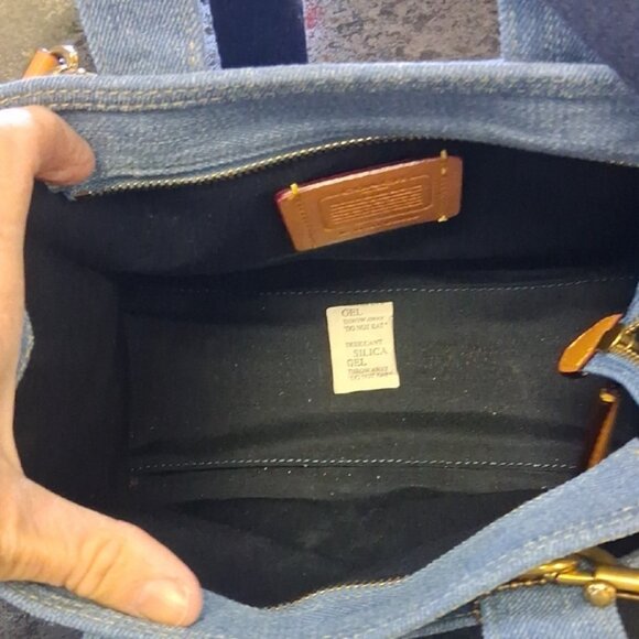 Coach Blue Denim Handbag with Leather Trim - Picture 5 of 5